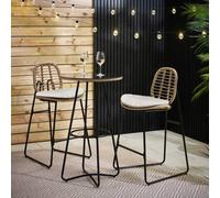 FurnitureboxUK Belize Rattan Outdoor Bar Set with Cushions in Cream FurnitureboxUK Cream