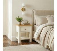FurnitureboxUK Belle Oak Wood & Cream Bedside Table FurnitureboxUK Cream
