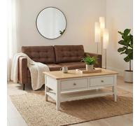 Furniturebox Uk Belle Rectangular Oak Wood And Cream Coffee Table