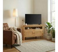 Furnitureboxuk Belle Solid Oak Wood Corner Tv Stand In Light Brown Light Brown