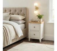 FurnitureboxUK Belle Solid Oak Wood & Cream Slim Bedside Table FurnitureboxUK Cream