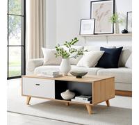 Furnitureboxuk Bisset Off-White & Wood Effect Storage Coffee Table In Off White Off White One Size