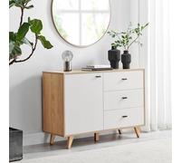 Furnitureboxuk Bisset Off-White & Wood Effect Storage Sideboard In Off White Off White Small