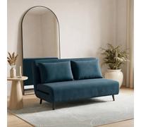 FurnitureboxUK Bobby Blue Velvet Double Folding Sofa Bed FurnitureboxUK Blue