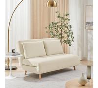 FurnitureboxUK Bobby Off-White Boucle Fabric Double Folding Sofa Bed FurnitureboxUK Off-White