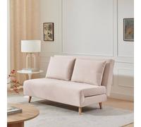 FurnitureboxUK Bobby Pale Pink Velvet Double Folding Sofa Bed FurnitureboxUK Pink