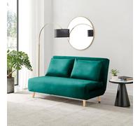 Furniturebox Uk Bobby Green Velvet Double Folding Sofa Bed