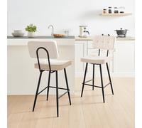 FurnitureboxUK Braxton 2x Cream Boucle Fabric Black Leg Bar Chair FurnitureboxUK Cream