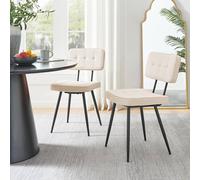 Furniturebox Uk Braxton 2X Cream Boucle Fabric Black Leg Dining Chair