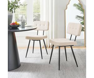 Furnitureboxuk Braxton 2X Cream Boucle Fabric Black Leg Dining Chair Cream
