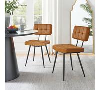 Furnitureboxuk Braxton 2X Tan Faux Leather Black Leg Dining Chair Tan