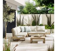 FurnitureboxUK Brisa Solid Wood 5 Seat Outdoor Sofa Set in Beige FurnitureboxUK Beige
