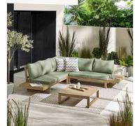 Furniturebox Uk Brisa Wood & Green 6 Seat Garden Sofa & Table Set