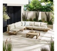 Furniturebox Uk Brisa Solid Wood Garden Sofa Set With Cream Cushions - 8 Seat Corner Patio Arrangement