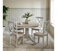 Furniturebox Uk Bude Grey Round Wooden Dining Table & 4 Millford Chairs
