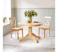 FurnitureboxUK Bude Round Wooden Dining Table & 2 Millford Chairs in Light Oak FurnitureboxUK Light Oak