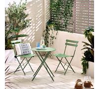 Furniturebox Cabo Garden Bistro Set, 2 Seat Metal Garden Table & Chairs Bistro Table Set, Balcony Outdoor Patio Bistro Set - Green