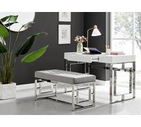 Furnitureboxuk Cambridge Velvet & Chrome Dressing Table And Stool Set In Grey Grey One Size