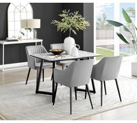 FurnitureboxUK Carson White Marble Effect Dining Table & 4 Calla Black Leg Chairs in Grey FurnitureboxUK Grey
