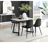 FurnitureboxUK Carson White Marble Effect Dining Table & 4 Corona Black Leg Chairs FurnitureboxUK Black