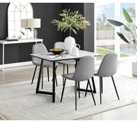 FurnitureboxUK Carson White Marble Effect Dining Table & 4 Corona Black Leg Chairs in Grey FurnitureboxUK Grey
