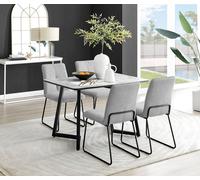 FurnitureboxUK Carson White Marble Effect Dining Table & 4 Halleyy Chairs in Light Grey FurnitureboxUK Light Grey