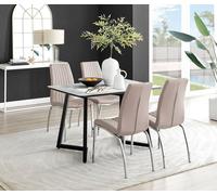 Furnitureboxuk Carson White Marble Effect Dining Table & 4 Isco Chairs In Beige Beige One Size