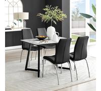 FurnitureboxUK Carson White Marble Effect Dining Table & 4 Isco Chairs in Black FurnitureboxUK Black