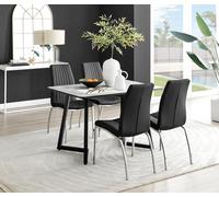 FurnitureboxUK Carson White Marble Effect Dining Table & 4 Isco Chairs in Black FurnitureboxUK Black