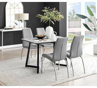 FurnitureboxUK Carson White Marble Effect Dining Table & 4 Isco Chairs in Grey FurnitureboxUK Grey