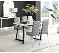 FurnitureboxUK Carson White Marble Effect Dining Table & 4 Milan Chrome Leg Chairs in Grey FurnitureboxUK Grey