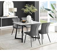 Furnitureboxuk Carson White Marble Effect Dining Table & 4 Nora Black Leg Chairs In Dark Grey Dark Grey One Size