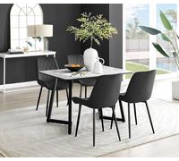 FurnitureboxUK Carson White Marble Effect Dining Table & 4 Pesaro Black Leg Chairs FurnitureboxUK Black