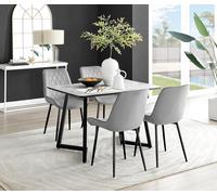 FurnitureboxUK Carson White Marble Effect Dining Table & 4 Pesaro Black Leg Chairs in Grey FurnitureboxUK Grey