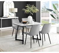 Furnitureboxuk Carson White Marble Effect Dining Table & 4 Pesaro Black Leg Chairs In Grey Grey One Size