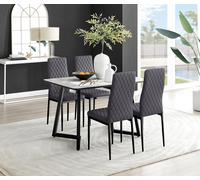 FurnitureboxUK Carson White Marble Effect Dining Table & 4 Velvet Milan Black Leg Chairs in Grey FurnitureboxUK Grey