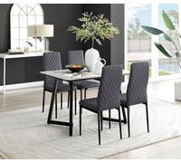 Furnitureboxuk Carson White Marble Effect Dining Table & 4 Velvet Milan Black Leg Chairs In Grey Grey One Size