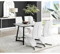 FurnitureboxUK Carson White Marble Effect Dining Table & 4 Willow Chairs FurnitureboxUK White