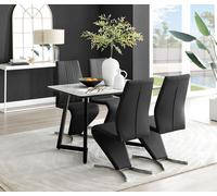 FurnitureboxUK Carson White Marble Effect Dining Table & 4 Willow Chairs in Black FurnitureboxUK Black
