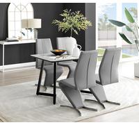 FurnitureboxUK Carson White Marble Effect Dining Table & 4 Willow Chairs in Grey FurnitureboxUK Grey