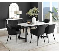 FurnitureboxUK Carson White Marble Effect Dining Table & 6 Calla Black Leg Chairs FurnitureboxUK Black