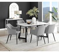 FurnitureboxUK Carson White Marble Effect Dining Table & 6 Calla Black Leg Chairs in Grey FurnitureboxUK Grey