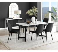 FurnitureboxUK Carson White Marble Effect Dining Table & 6 Pesaro Black Leg Chairs FurnitureboxUK Black