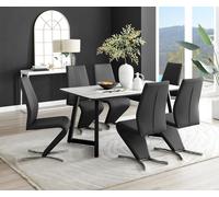 FurnitureboxUK Carson White Marble Effect Dining Table & 6 Willow Chairs in Black FurnitureboxUK Black
