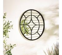 FurnitureboxUK Compass Black Medium Round Window 60cm Garden Mirror FurnitureboxUK Black