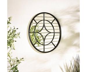 Furnitureboxuk Compass Black Medium Round Window 60Cm Garden Mirror Black