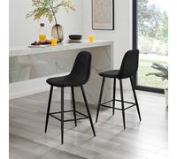 Furnitureboxuk Corona Set Of 2 Bar Stools - Faux Leather Bar Chair With Black Legs - Kitchen Island Stool Black One Size
