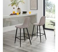 Furniturebox Solara Cappuccino Faux Leather Black Legs Counter Stools Set of 2 - Brown - Wilko