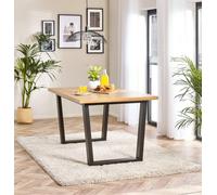 Furnitureboxuk Cotswold Rectangular 6-Seater Oak Coloured Wooden Dining Table With Black Wooden Legs In Light Oak Light Oak One Size