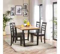 FurnitureboxUK Cotswold Wooden Dining Table & 4 Whitby Black Dining Chairs in Light Oak | Size: Medium FurnitureboxUK Light Oak Medium